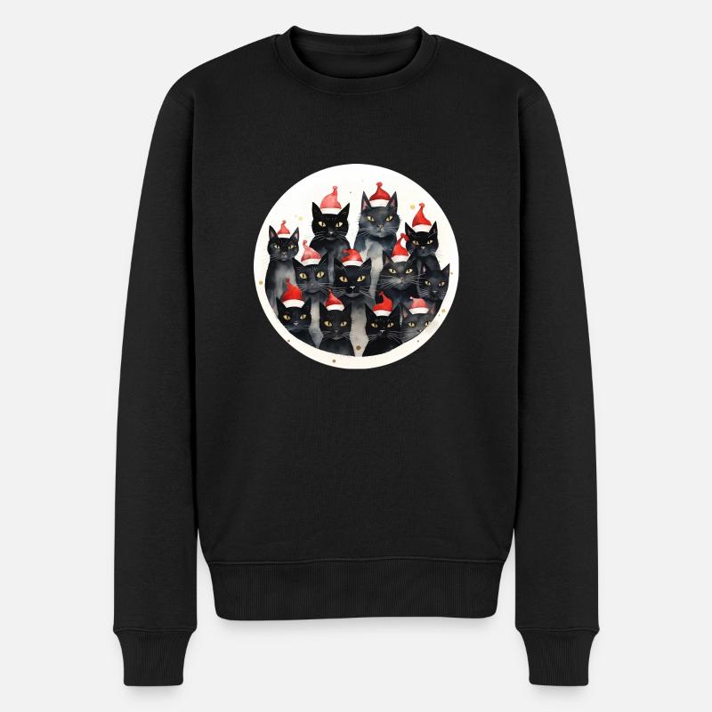 Aquarelle Chats de Noël - Pull Premium bio Homme - noir