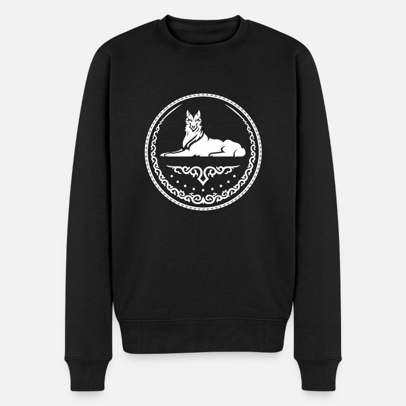 Wolf von Itschkeria - Männer Premium Bio Pullover - Schwarz