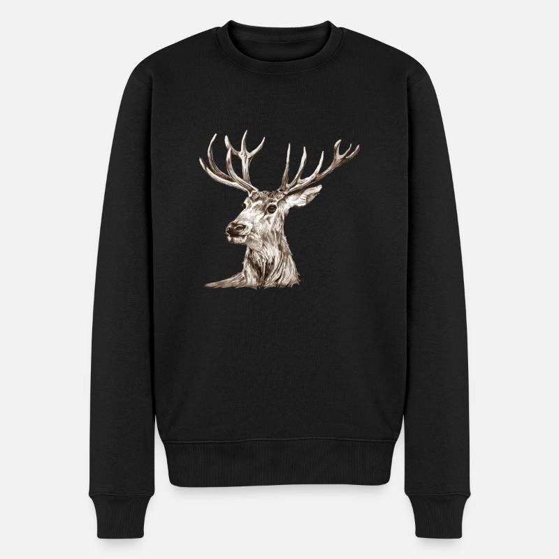 Cerf - Pull Premium bio Homme - noir