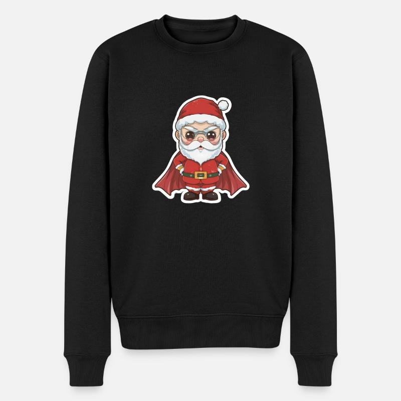 Weihnachtsmann Superheld - Männer Premium Bio Pullover - Schwarz