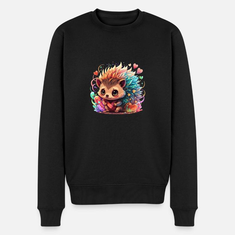 Regenbogen Igel - Männer Premium Bio Pullover - Schwarz