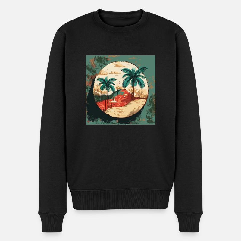 Palmen in Cuba - Männer Premium Bio Pullover - Schwarz
