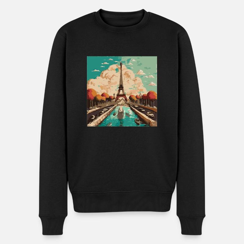 Eiffelturm in Paris - Männer Premium Bio Pullover - Schwarz