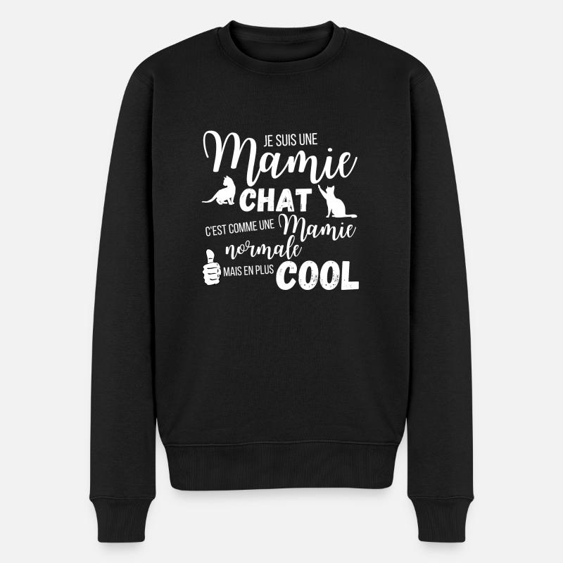Mamie chat - Pull Premium bio Homme - noir