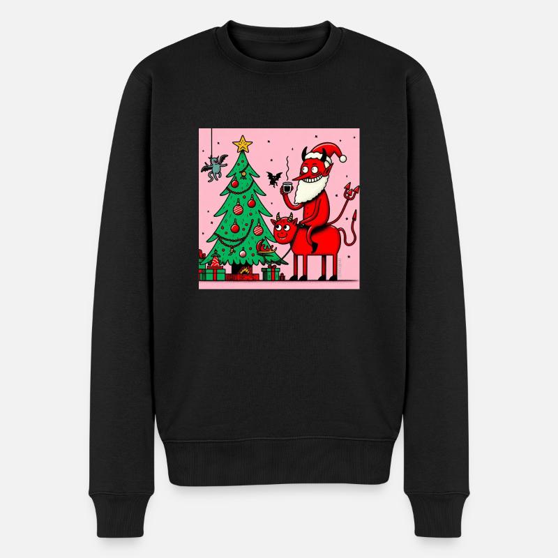Teufelsweihnachts-Karikatur - Männer Premium Bio Pullover - Schwarz