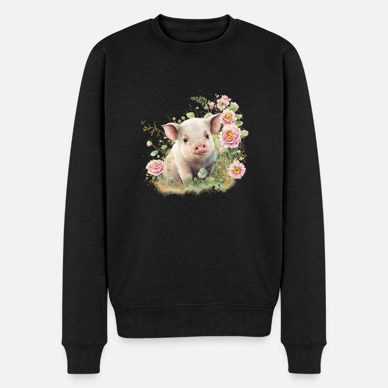 SCHWEIN - Männer Premium Bio Pullover - Schwarz