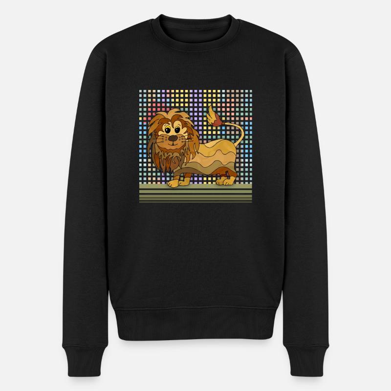 Löwe - Männer Premium Bio Pullover - Schwarz