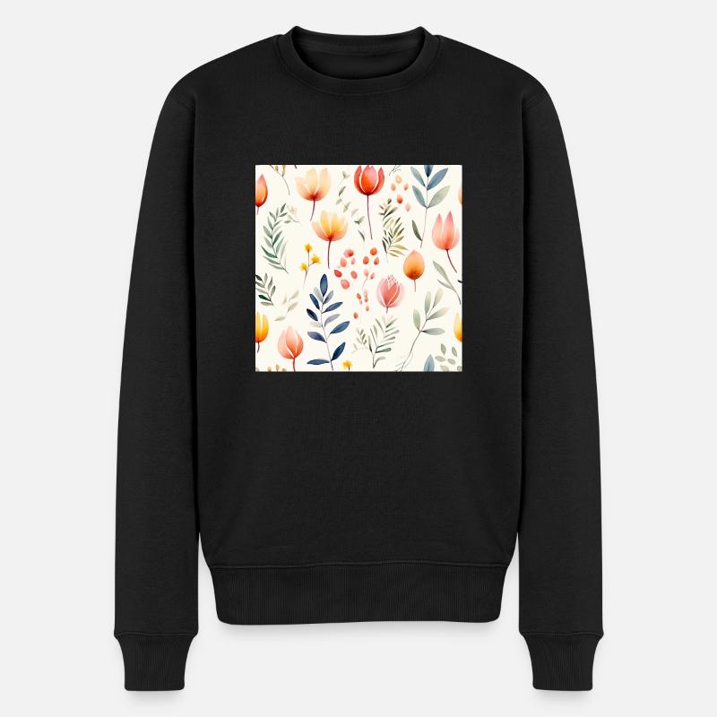 Blühen in Aquarellfarben - Männer Premium Bio Pullover - Schwarz