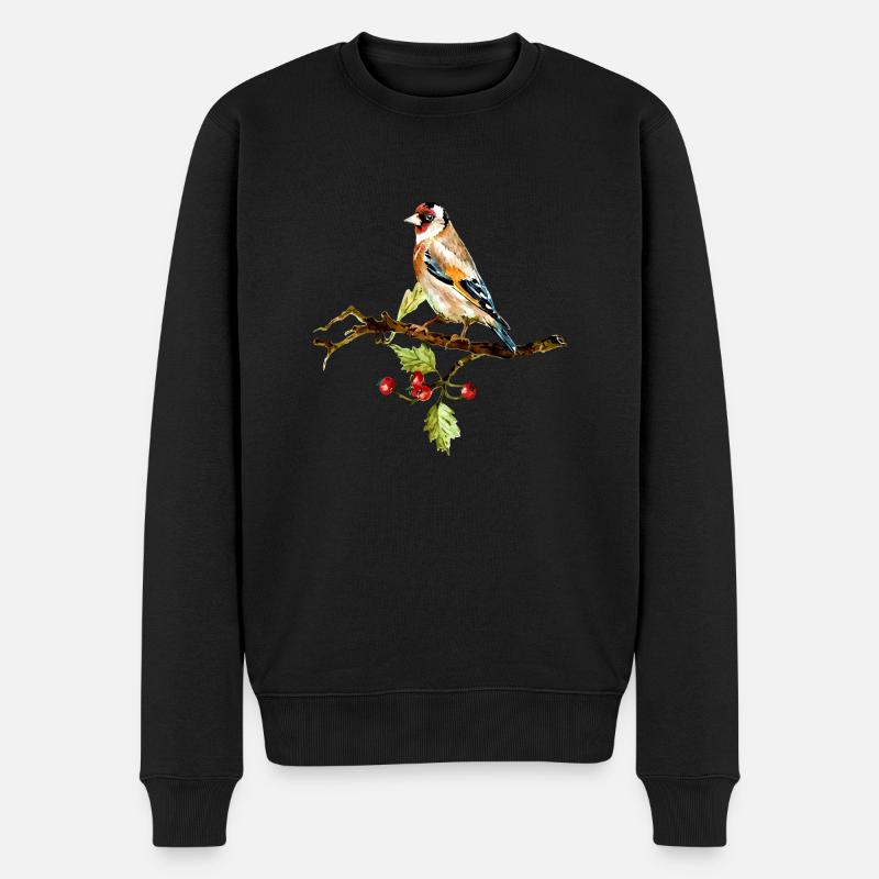 Bunter Vogel - Männer Premium Bio Pullover - Schwarz