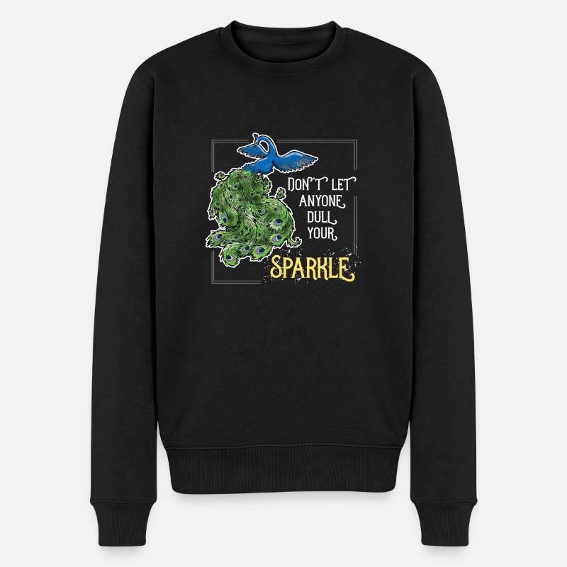 pfau bunt sparkle lustig Geschenk Vogel Spruch - Männer Premium Bio Pullover - Schwarz