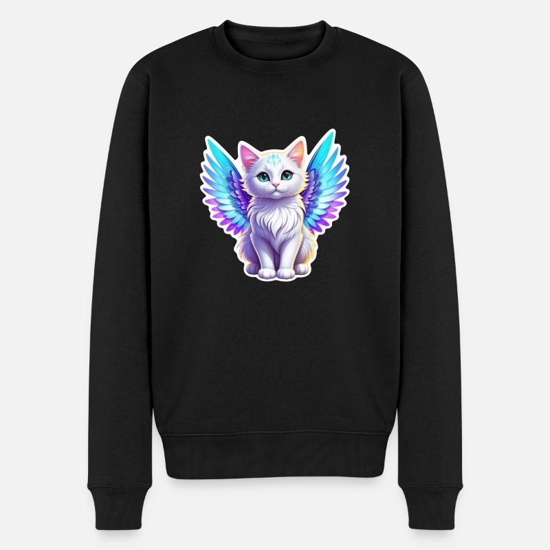 chat avec des ailes - Pull Premium bio Homme - noir