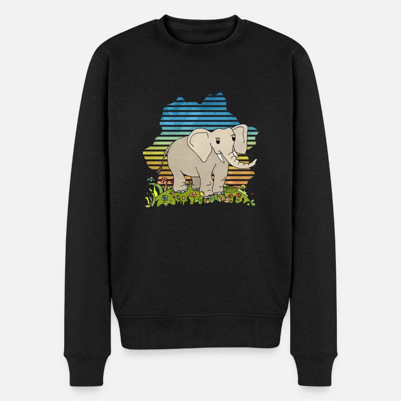Elefant - Männer Premium Bio Pullover - Schwarz