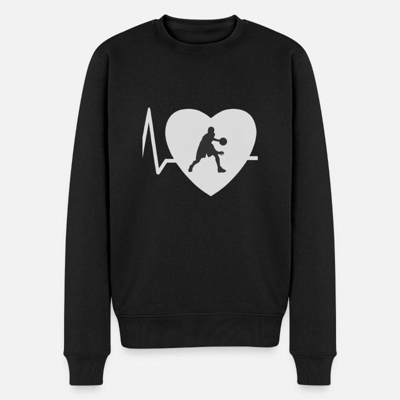 Herzschlag Basketball - Männer Premium Bio Pullover - Schwarz