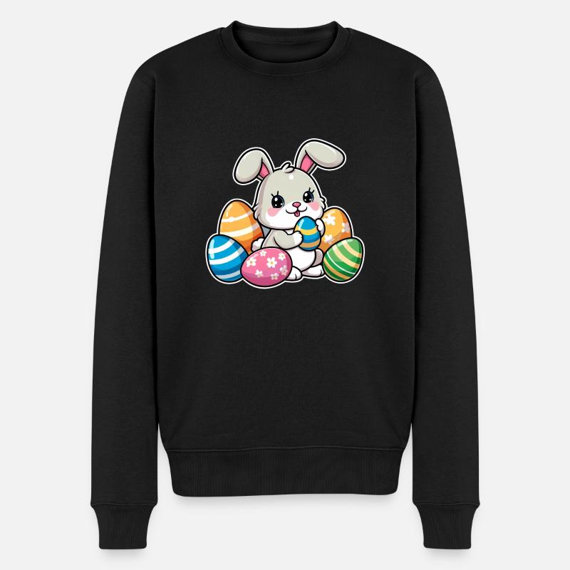 Big Egg Bunny - Männer Premium Bio Pullover - Schwarz