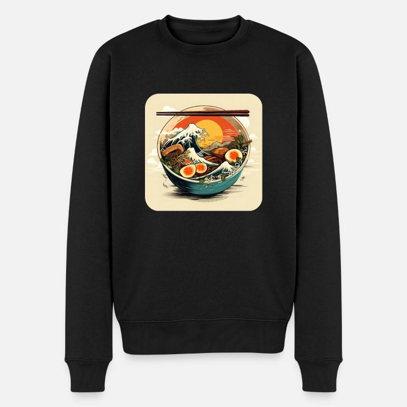 Ramen Welle - Männer Premium Bio Pullover - Schwarz