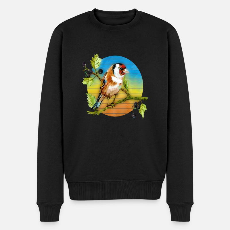 Bunter Vogel - Männer Premium Bio Pullover - Schwarz