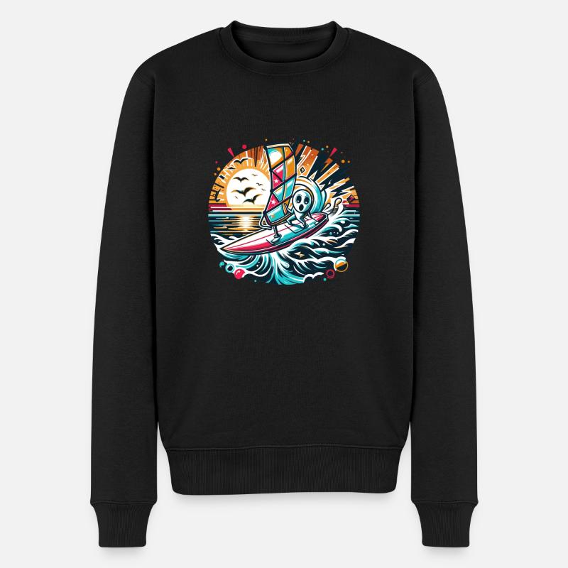 Surfer in Aktion - Männer Premium Bio Pullover - Schwarz