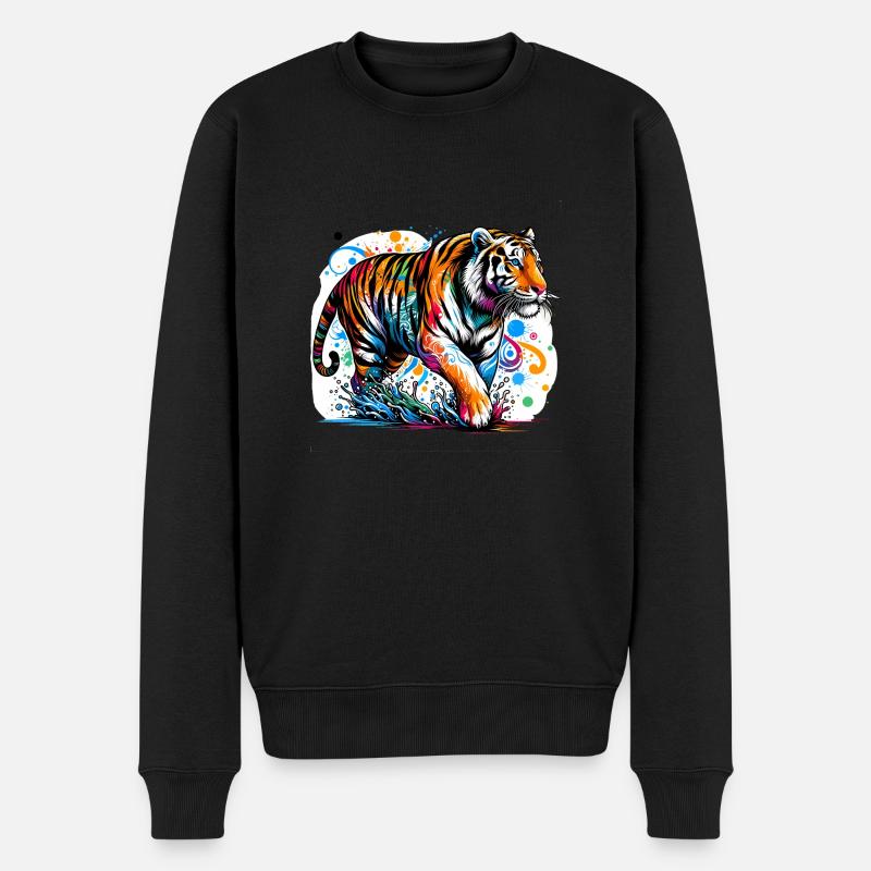 Majestätischer Tiger - Männer Premium Bio Pullover - Schwarz