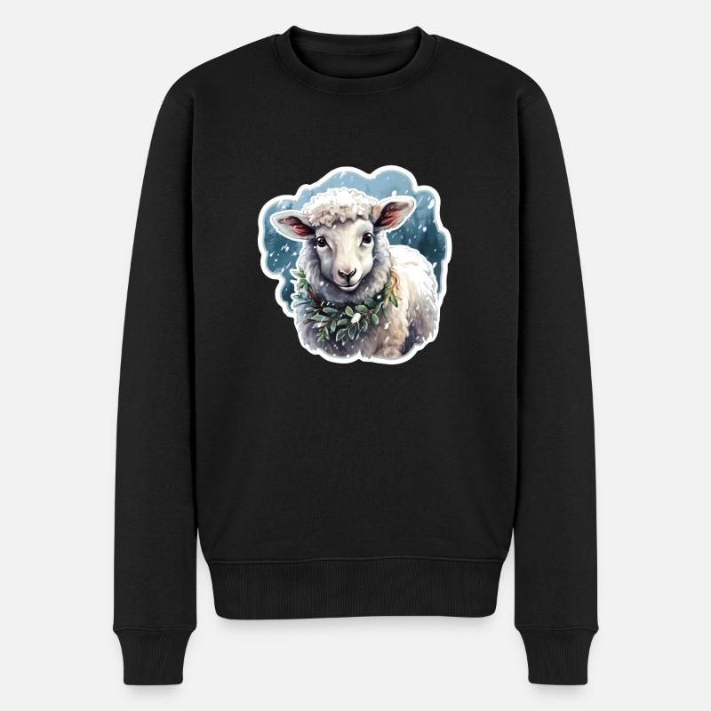 Lämmchen im Schnee - Männer Premium Bio Pullover - Schwarz