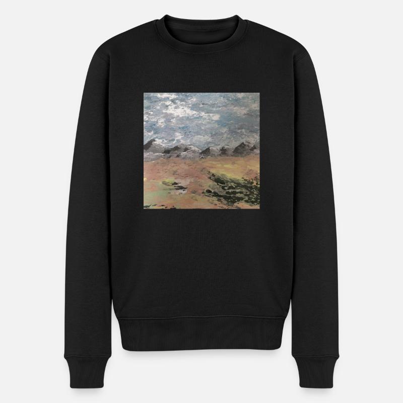 Landschaft mit Bergen - Männer Premium Bio Pullover - Schwarz