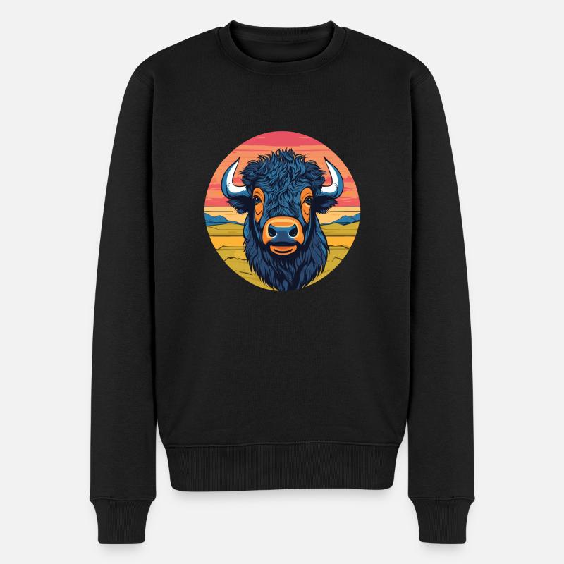 Bison - Männer Premium Bio Pullover - Schwarz