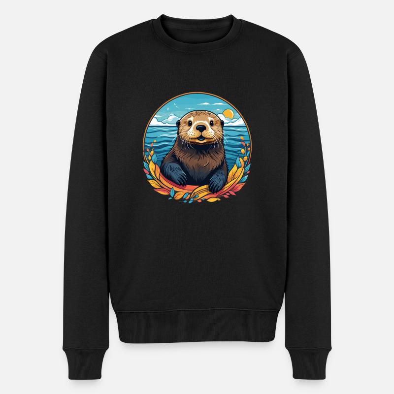 Seeotter - Männer Premium Bio Pullover - Schwarz