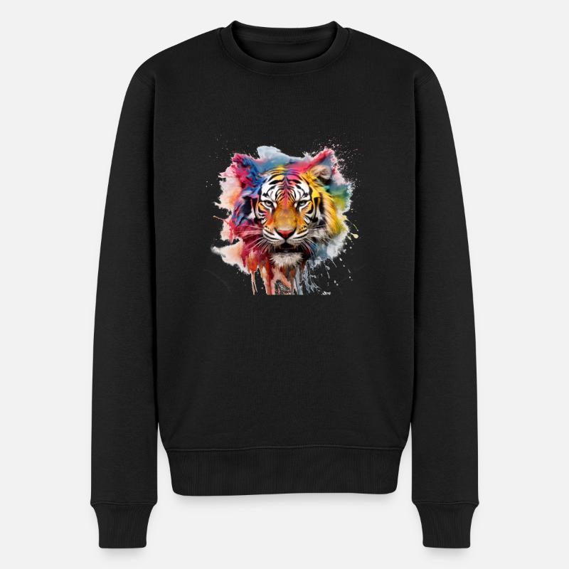 Grafitti Tiger - Männer Premium Bio Pullover - Schwarz