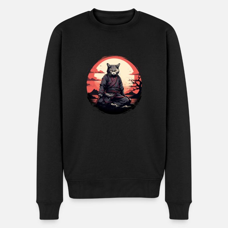 Chat samouraï - Pull Premium bio Homme - noir