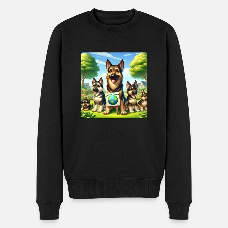 Schäferhund Familie - Männer Premium Bio Pullover - Schwarz