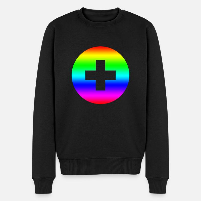 Arc-en-ciel rond plus croix - Pull Premium bio Homme - noir