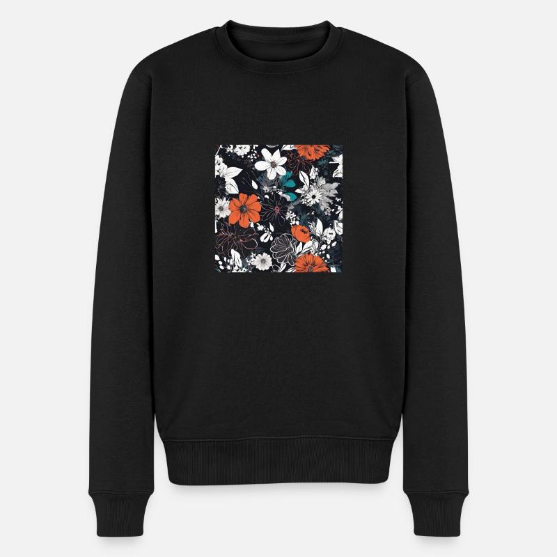 Dunkle Blüten - Männer Premium Bio Pullover - Schwarz