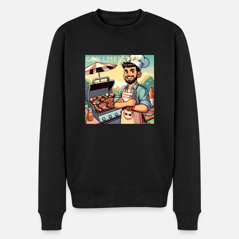Grillmeister - Männer Premium Bio Pullover - Schwarz