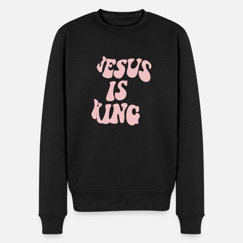 Jesus is King - Männer Premium Bio Pullover - Schwarz