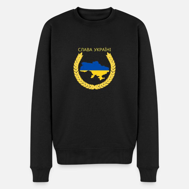 Слава Україні - Männer Premium Bio Pullover - Schwarz