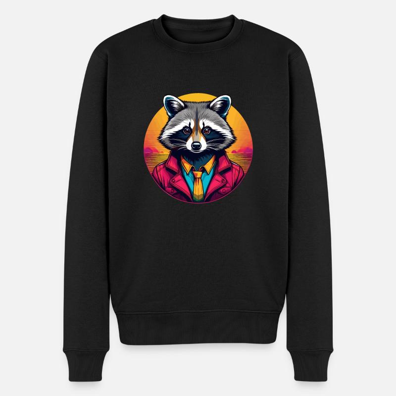 Waschbär - Männer Premium Bio Pullover - Schwarz