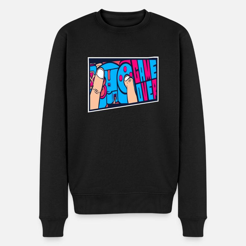 Retro Arcade Game Over Illustration - Männer Premium Bio Pullover - Schwarz