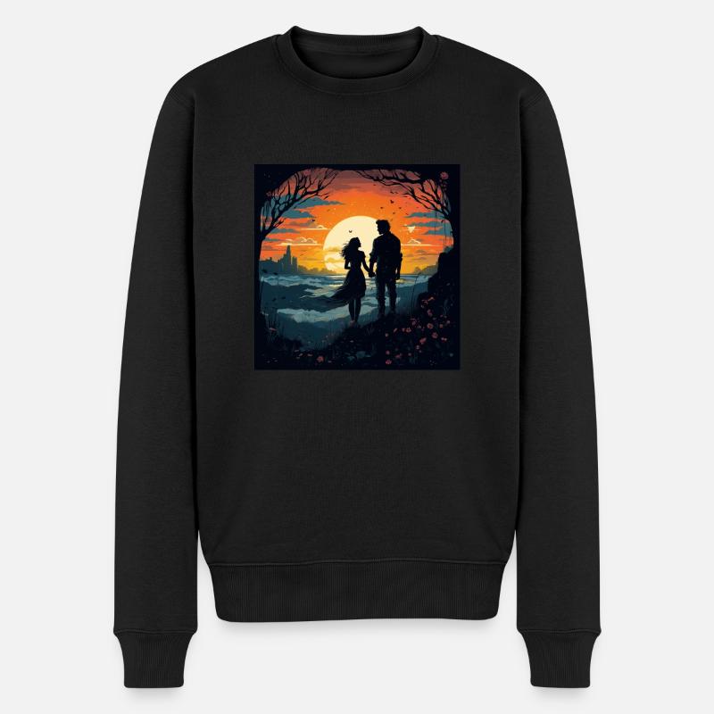 coucher de soleil couple - Pull Premium bio Homme - noir