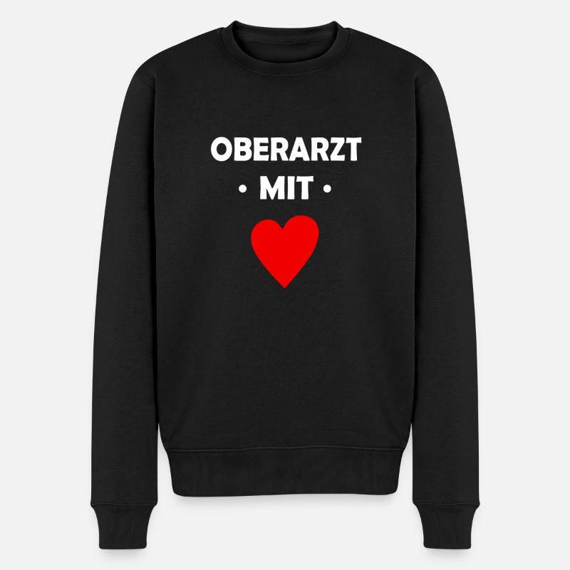 Oberarzt mit Herz - Arzt - Krankenhaus - Doktor - Männer Premium Bio Pullover - Schwarz