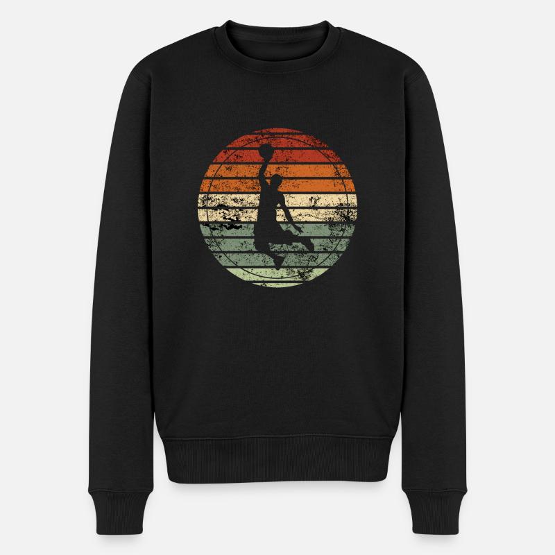 Retro Basketball - Vintage-Geschenkidee - Männer Premium Bio Pullover - Schwarz