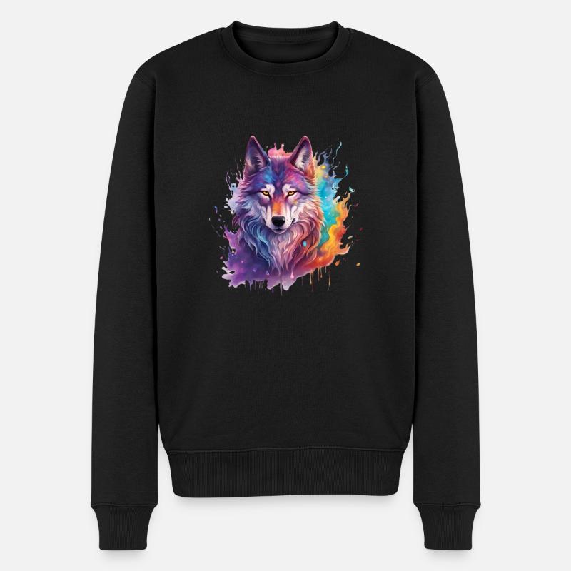 magic wolf - Männer Premium Bio Pullover - Schwarz
