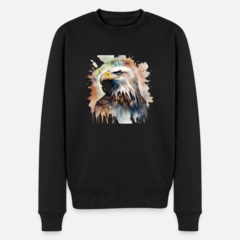 Adler Krafttier - Männer Premium Bio Pullover - Schwarz