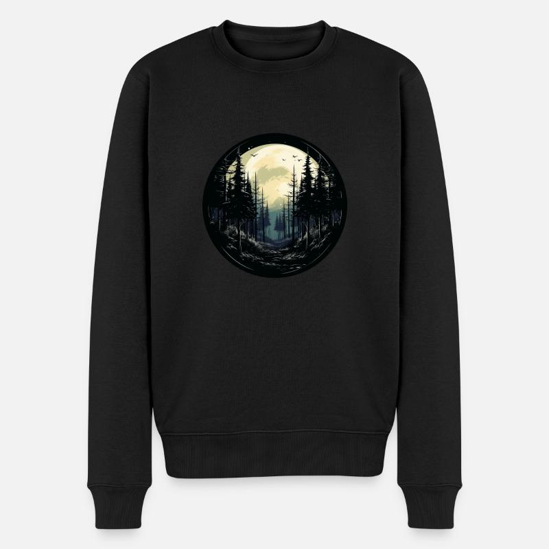 Nacht des Waldes - Männer Premium Bio Pullover - Schwarz