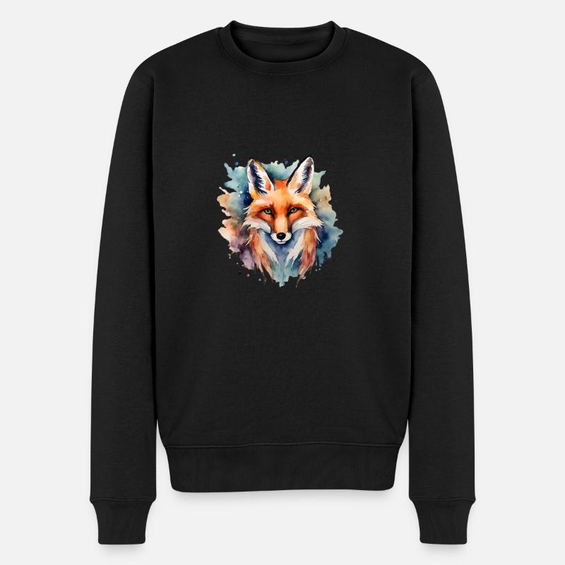 Fuchs Krafttier Weisheit - Männer Premium Bio Pullover - Schwarz