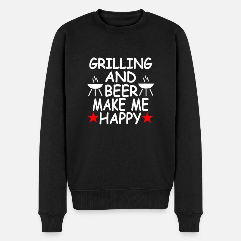 Grillen - Männer Premium Bio Pullover - Schwarz