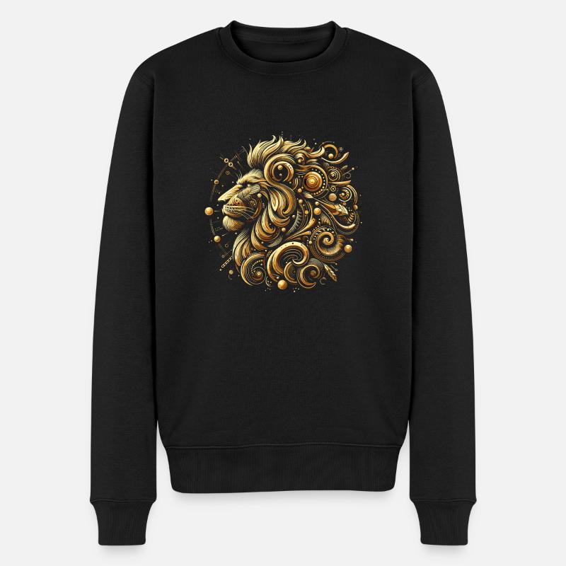 Löwengold-Muster - Männer Premium Bio Pullover - Schwarz