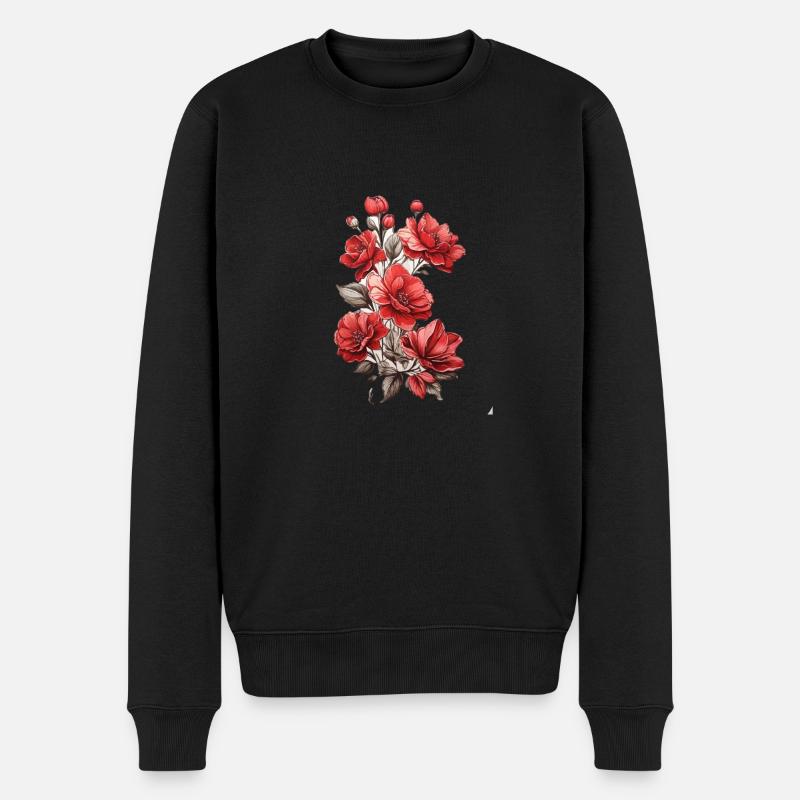Belle fleur rouge - Pull Premium bio Homme - noir
