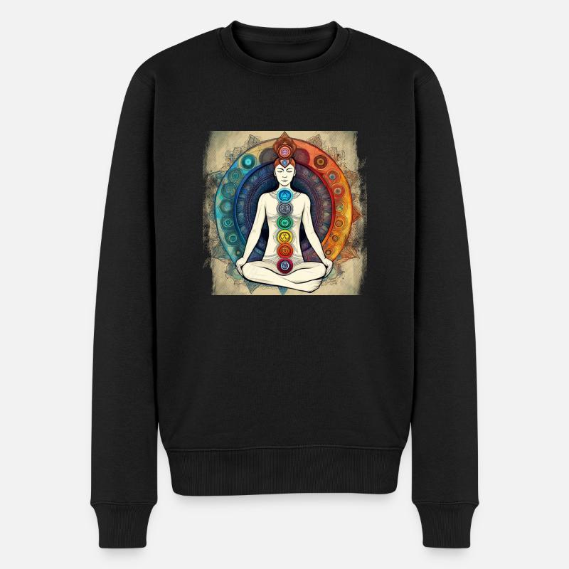 Chakra Mantra Yoga Bonheur - Pull Premium bio Homme - noir
