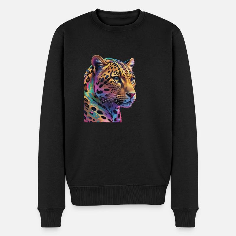 Leopard - Männer Premium Bio Pullover - Schwarz