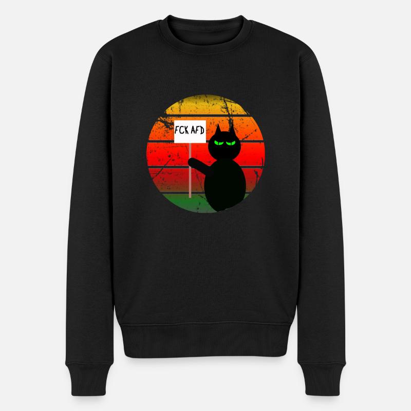Lustige DemoCat mit Statement FCKAFD - Männer Premium Bio Pullover - Schwarz