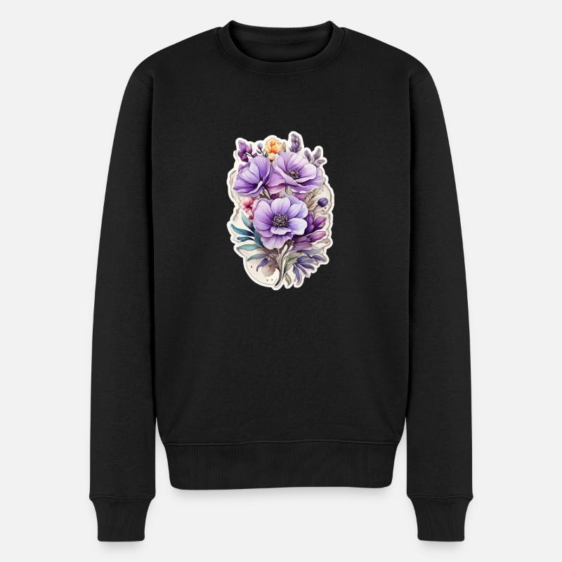 Fleur sauvage bleue - Pull Premium bio Homme - noir